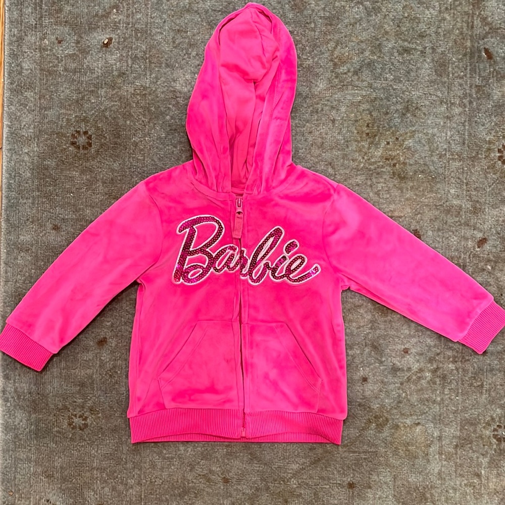 Girls 2T Barbie velour and sequin hoodie NWOT